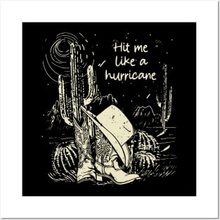 Hit Me Like A Hurricane Cowgirl Western Boot Hat Posters and Art